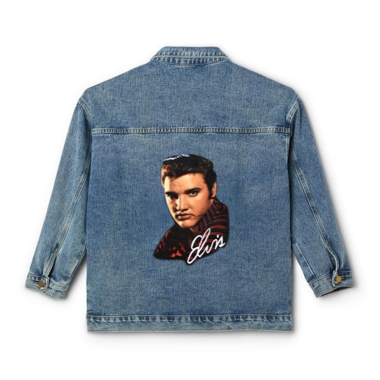 Discover Vintage Elvis Presley Classic Women's Denim Jackets 90s Band Classic Women's Denim Jackets Big Face Grail