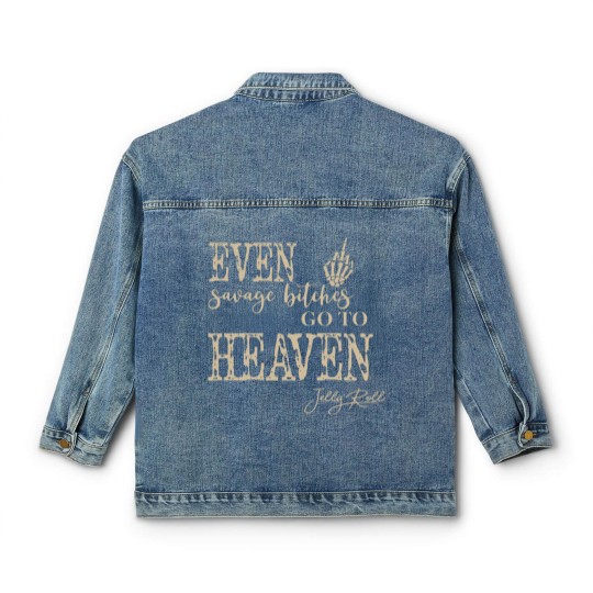 Discover Rapper Jelly Roll Classic Women's Denim Jackets, Even Savage Bitches Go To Heaven Classic Women's Denim Jackets, Jelly Roll Tour 2023
