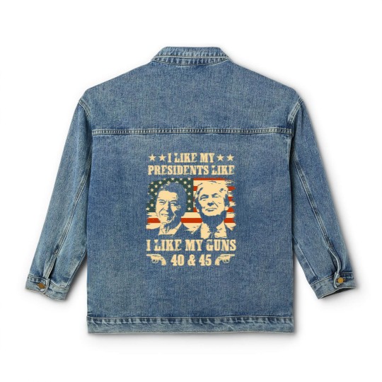 Discover I Like my Presidents Like I Like My Guns 40 45 Classic Women's Denim Jackets, Ronald Reagan and Donald Trump Classic Women's Denim Jackets