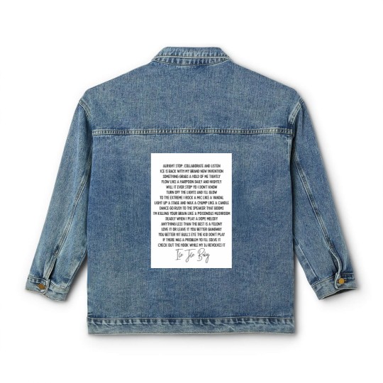 Discover Ice ice baby Vanilla Ice Hip Hop lyric mucis Classic Women's Denim Jackets