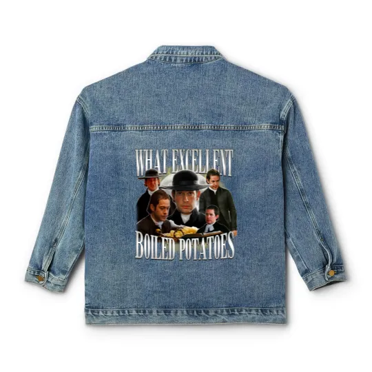 Discover Retro Boiled Potatoes Classic Women's Denim Jackets, Jane Austen Classic Women's Denim Jackets, Pride and Prejudice Classic Women's Denim Jackets Classic Women's Denim Jackets