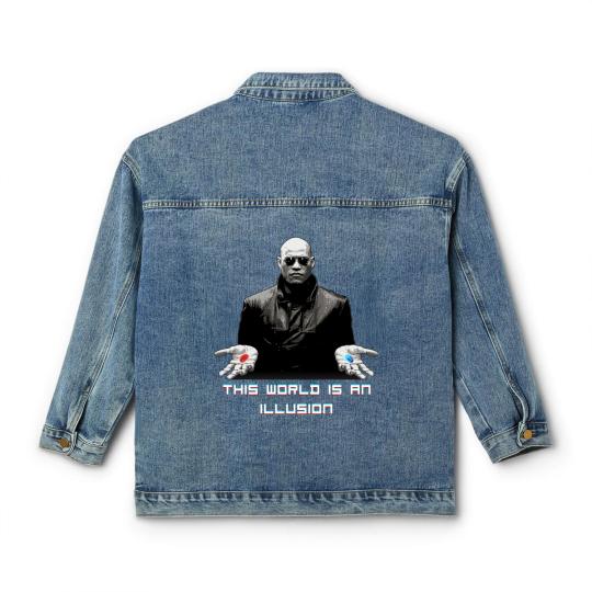 Discover The World is an Illusion Classic Women's Denim Jackets, The Matrix, Red Pill, Blue Pill