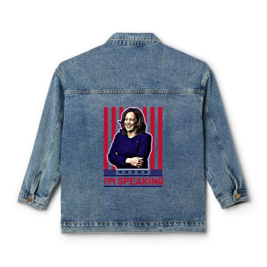 Discover Harris Kamala I'm Speaking Classic Women's Denim Jackets, Madam President Classic Women's Denim Jackets, Kamala Rally Classic Women's Denim Jackets, Presidential Election 2024 Classic Women's Denim Jackets