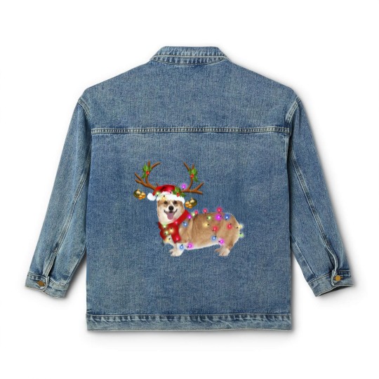 Discover Christmas Corgi Reindeer Classic Women's Denim Jackets, Santa's Hat Corgi Classic Women's Denim Jackets