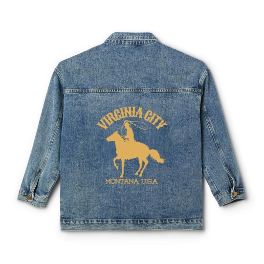 Discover Vintage-Style Virginia City Montana U.S.A. - Gold - CowboyWesternWild West Classic Women's Denim Jackets