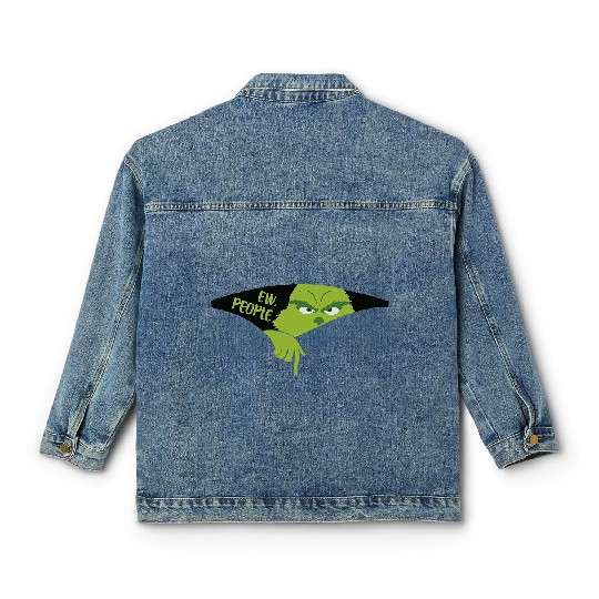 Discover Ew People Classic Women's Denim Jackets, funny character Smiling Face Classic Women's Denim Jackets, Christmas Classic Women's Denim Jackets Gift For Family Xmas, Christmas funny character Classic Women's Denim Jackets, funny character Classic Women's Denim Jackets