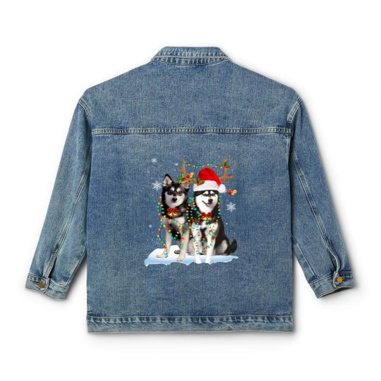 Discover Alaskan Klee Kai Christmas Tree Lights Reindeer Xmas Pajama 151 Classic Women's Denim Jackets