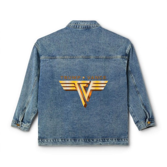 Discover Trump Vance TV Rocker Gold Logo Vintage Trump Vance 2024 Classic Women's Denim Jackets