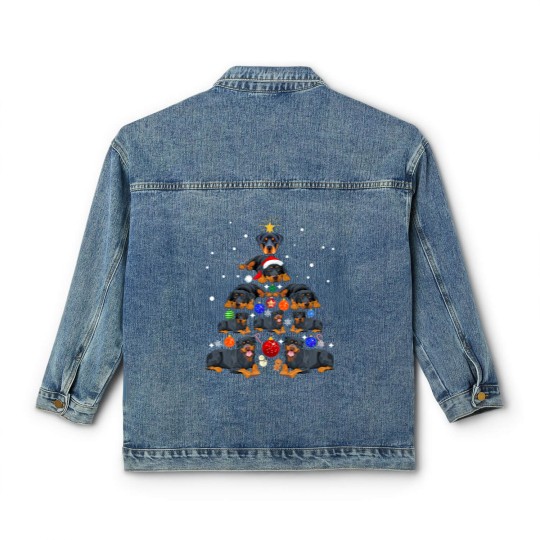 Discover Funny Christmas Rottweiler Dog Classic Women's Denim Jackets , Rottweiler Dog