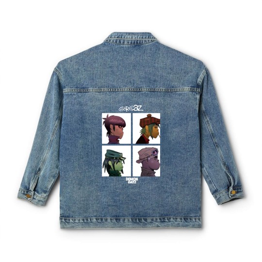 Discover Gorillaz Classic Women's Denim Jackets Mens Demon Days Band Logo Classic Women's Denim Jackets Short Sleeve Black
