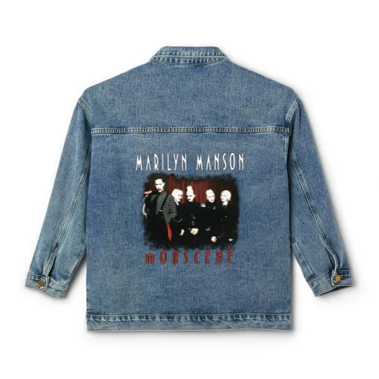 Discover Marilyn Manson mOBSCENE Classic Women's Denim Jackets, Vintage Alt Goth Rock Music