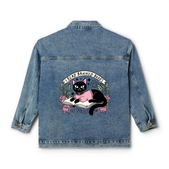 Discover I Read Banned Books Classic Women's Denim Jackets, Bookish Cat Classic Women's Denim Jackets