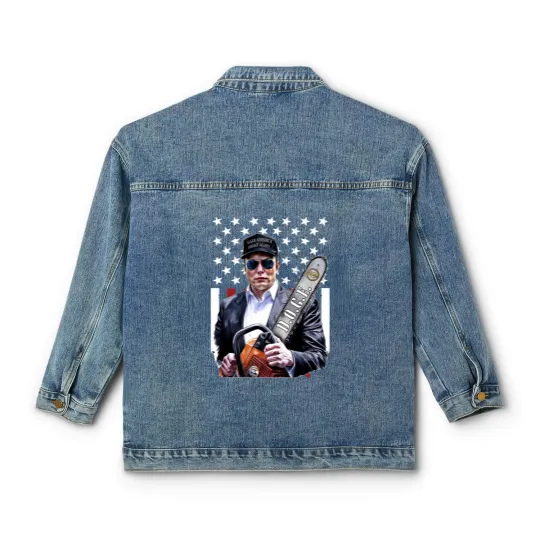 Discover Elon Musk Chainsaw Classic Women's Denim Jackets, Chainsaw For Bureaucracy