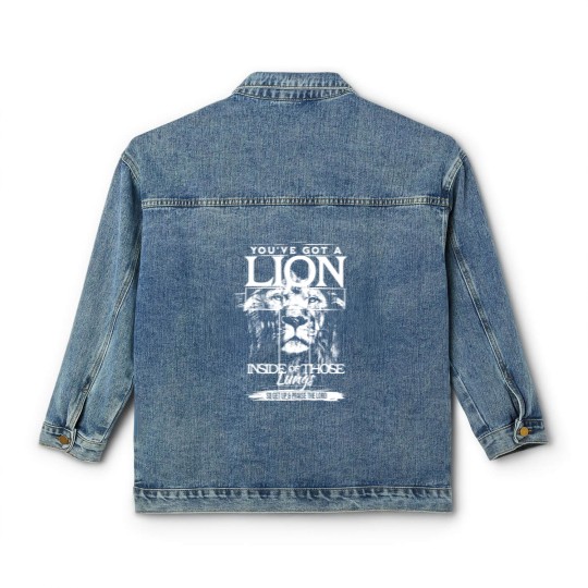 Discover Christian  Classic Women's Denim Jackets - You've Got A Lion Inside Of Those Lungs White Classic Women's Denim Jackets