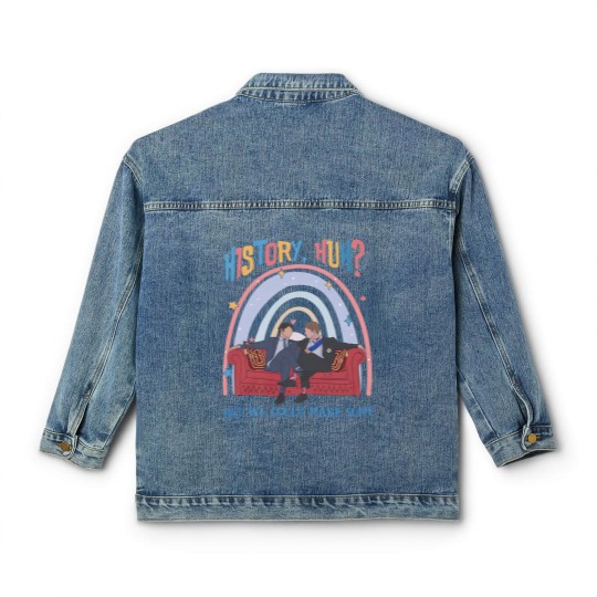 Discover History, Huh? Classic Women's Denim Jackets, Red White and Royal Blue
