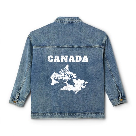 Discover Canada Map Moose - Canada Map - Classic Women's Denim Jackets