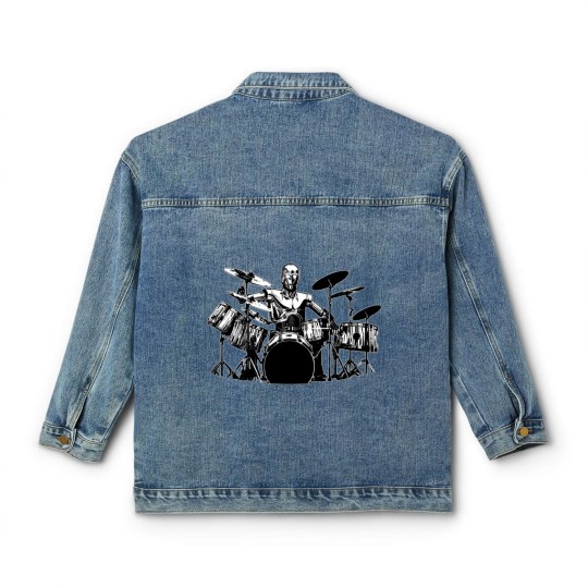 Discover C3PO Drum Classic Women's Denim Jackets Robot Playing Cool Drum Kit Classic Women's Denim Jackets Funny