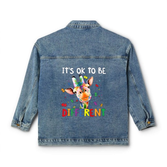 Discover Autism Awareness Cute Giraffe Animal It's Ok To Be Classic Women's Denim Jackets