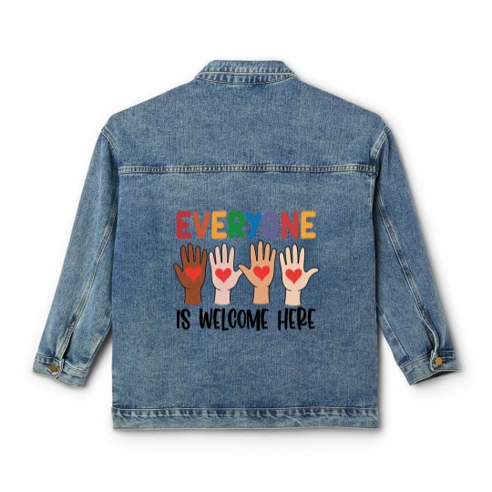 Discover Everyone Is Welcome Here Classic Women's Denim Jackets, Teacher Classic Women's Denim Jackets, Idaho Teacher