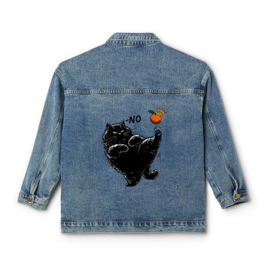 Discover No Kings in America Black Cat Classic Women's Denim Jackets, No Kings Classic Women's Denim Jackets, Funny Political Meme Classic Women's Denim Jackets