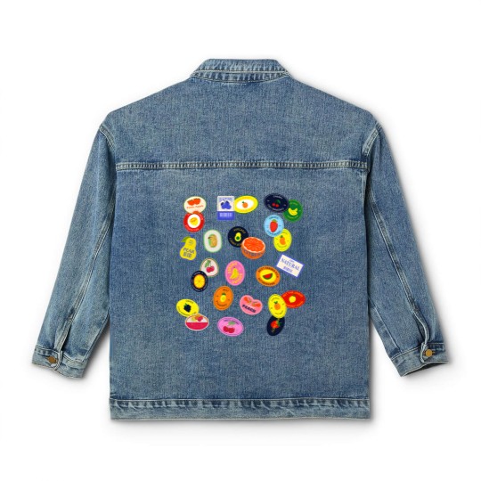 Discover Comfort Colors Fruit Sticker Classic Women's Denim Jackets, Summer Graphic Classic Women's Denim Jackets