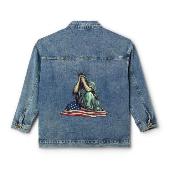 Discover Crying Statue of Liberty Classic Women's Denim Jackets, Political Protest Classic Women's Denim Jackets Patriotic American Flag Classic Women's Denim Jackets