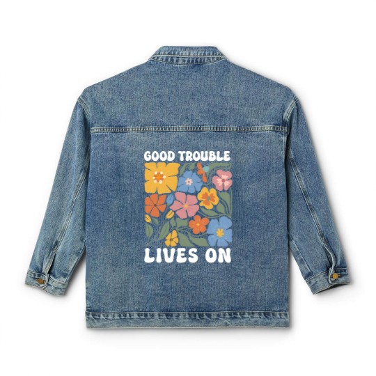 Discover Floral Good Trouble Lives On Classic Women's Denim Jackets, Resistance Classic Women's Denim Jackets, John Lewis Classic Women's Denim Jackets
