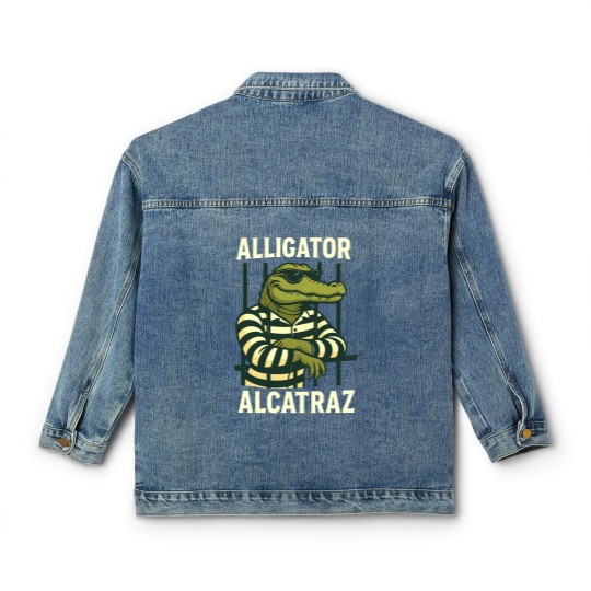 Discover Alligator Alcatraz Classic Women's Denim Jackets Comfort Colors, Funny Gator Classic Women's Denim Jackets, Retro Unisex Graphic Classic Women's Denim Jackets