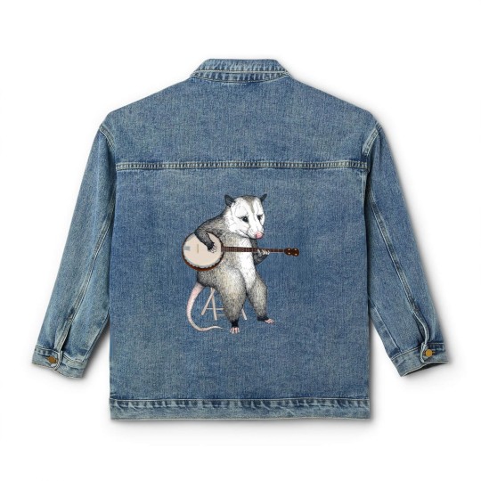 Discover Opossum Playing Banjo Guitar Possum Live Weird Trash Kitty Classic Women's Denim Jackets