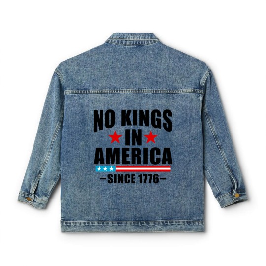 Discover No Kings in America Classic Women's Denim Jackets Anti-Trump, Protest Classic Women's Denim Jackets Democracy Classic Women's Denim Jackets Protest Gift for Anti-MAGA Patriotic Classic Women's Denim Jackets We The People No Kings In America