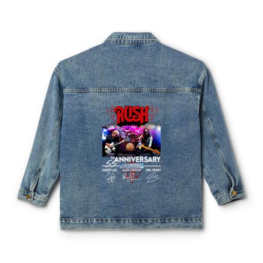 Discover 55 Years RUSH Band 1968-2023 Signatures Classic Women's Denim Jackets