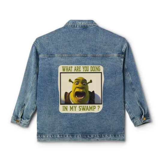 Discover Shrek Face Classic Women's Denim Jackets What Are You Doing in My Swamp Classic Women's Denim Jackets, I'm Swamped Classic Women's Denim Jackets, Funny Shrek Classic Women's Denim Jackets