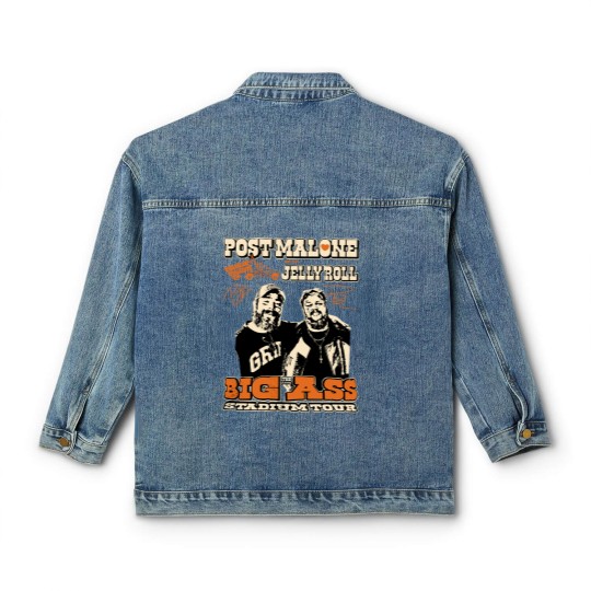 Discover Post Malone Jelly Roll Concert Tour Classic Women's Denim Jackets Posty Beautifully Broken Rapper