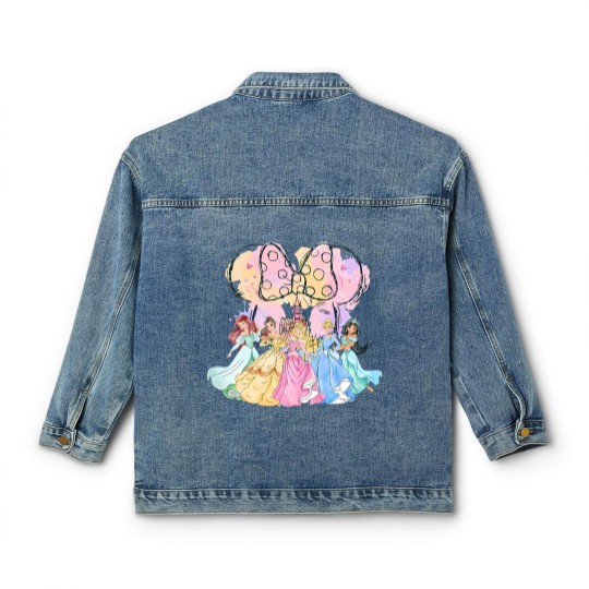 Discover Vintage Disneyyy Princess Squad Classic Women's Denim Jackets, Watercolor Castle Classic Women's Denim Jackets