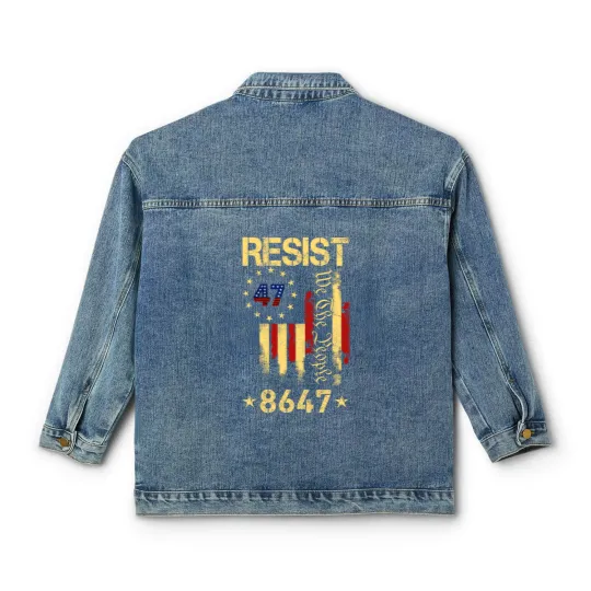 Discover Anti Trump 8647 86 47 US Flag We The People Impeach 47 Unisex Classic Women's Denim Jackets
