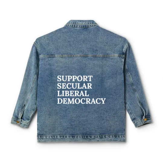 Discover Text: Support Secular Liberal Democracy (white) Classic Women's Denim Jackets