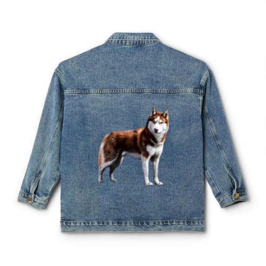 Discover Siberian Husky Red Husky Wolf Dog Classic Women's Denim Jackets
