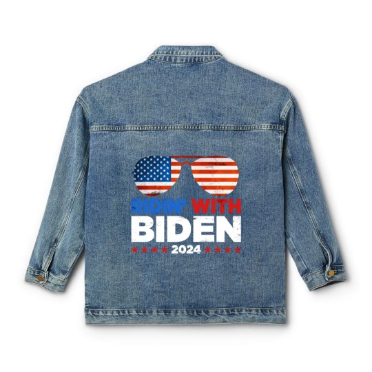 Discover Ridin' With Biden Joe Biden 2024 Election For Pres Classic Women's Denim Jackets
