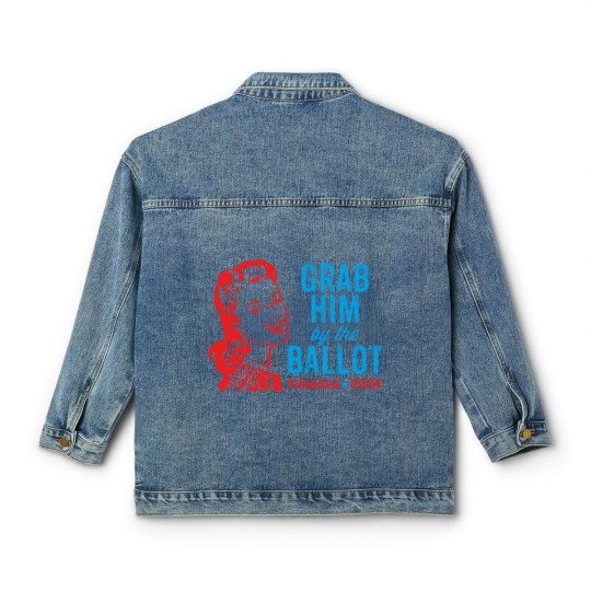 Discover Grab Him By The Ballot Kamala 2024 Funny Harris Election Classic Women's Denim Jackets
