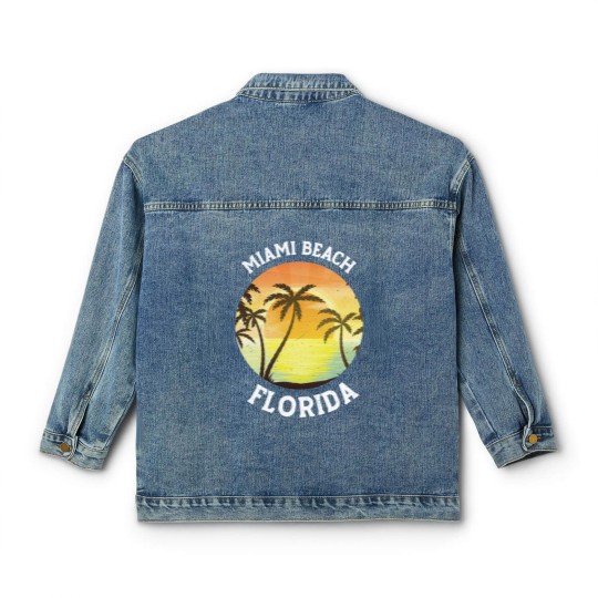 Discover Vintage Miami Beach Florida Retro 70s 80s Travel Classic Women's Denim Jackets