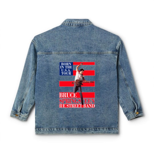 Discover Bruce Springsteen Born In Usa Tour Classic Women's Denim Jackets, Bruce Springsteen Usa Flag Classic Women's Denim Jackets