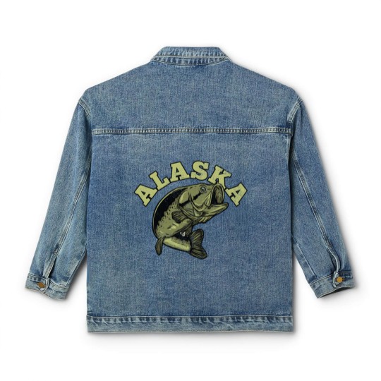 Discover Alaska USA State Travel Souvenir Funny Fishing Classic Women's Denim Jackets