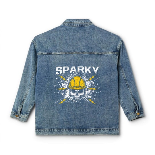 Discover Sparky Grounded Voltage Electrician Lineman Skull Classic Women's Denim Jackets