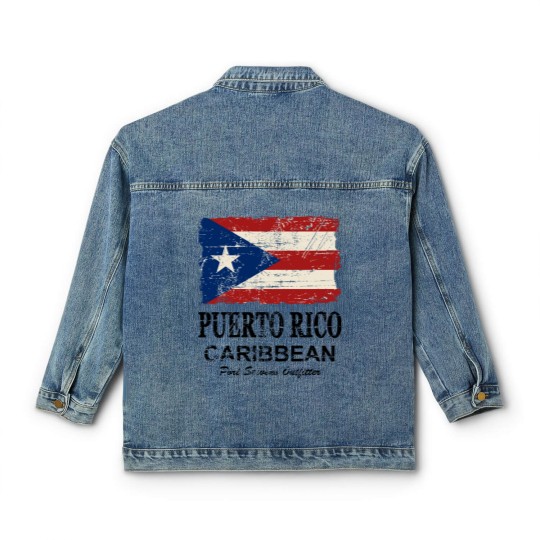 Discover Puerto Rico Flag - Vintage Look Classic Women's Denim Jackets
