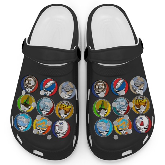 Discover Steal Your Face Grateful Deadhed skull emblem logo Clogs
