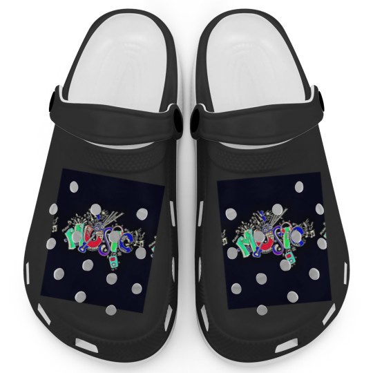 Discover Music Black  Colorful Text 5132 Clogs