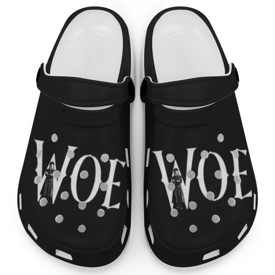 Discover Wednesdays Child is Full of WOE - white silhouette Clogs
