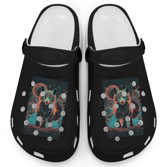 Discover Copia de Copia de Copia de neon lion, Celestial Lion Majesty Canvas Print Clogs