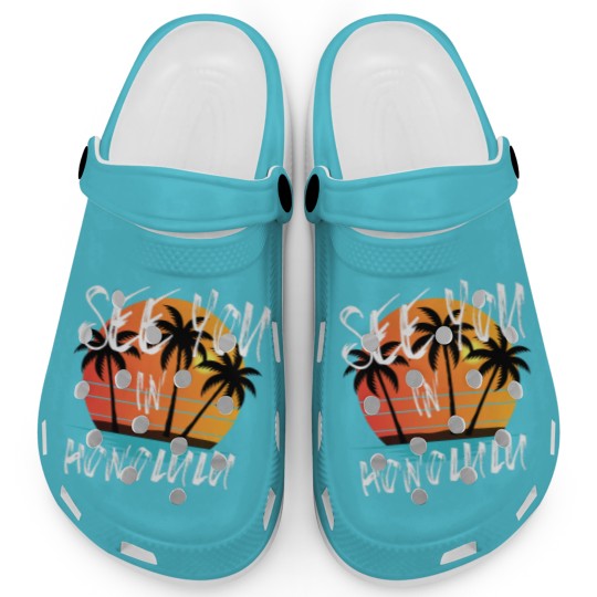 Discover Honolulu retro vintage family surfer souvenir Clogs