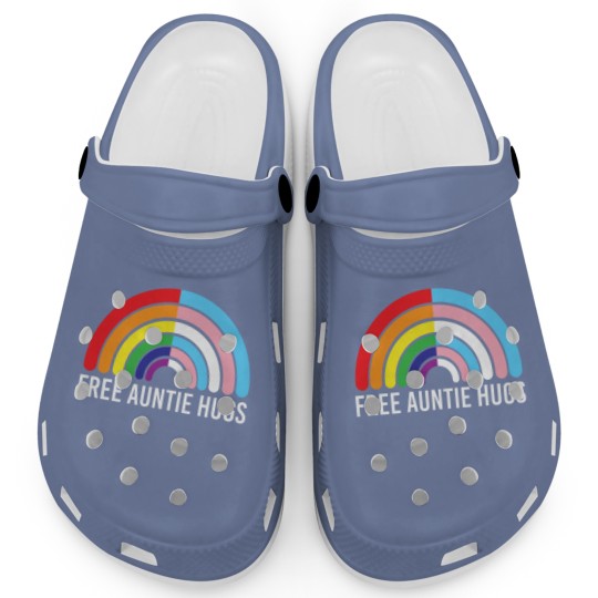 Discover Free Auntie Hugs Rainbow Transgender Flag LGBTQ Gay Pride Clogs